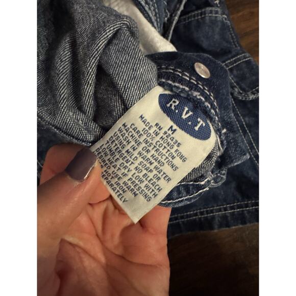 RVT Denim Shorts Overalls Womens Vintage 90’s Size Medium - Picture 6 of 8